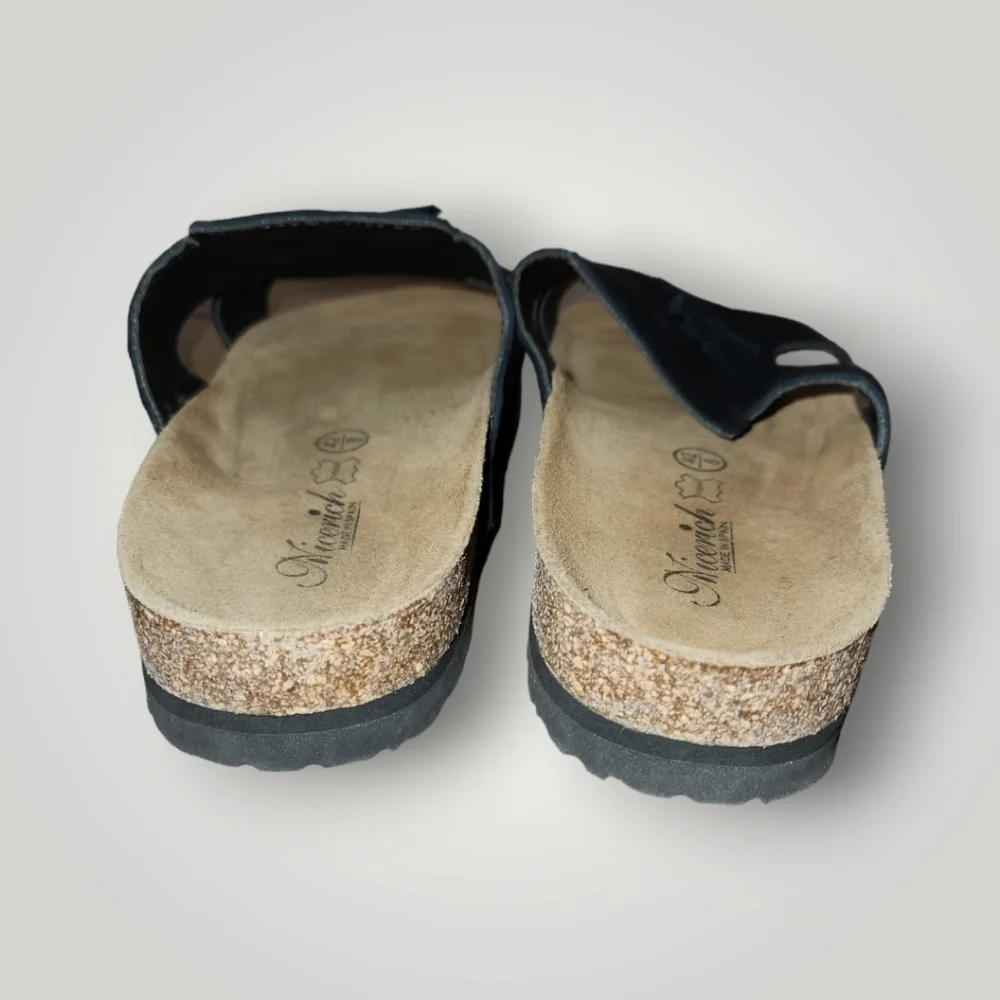 Nicerich Birkenstock black suede slide sandals size 42 8
